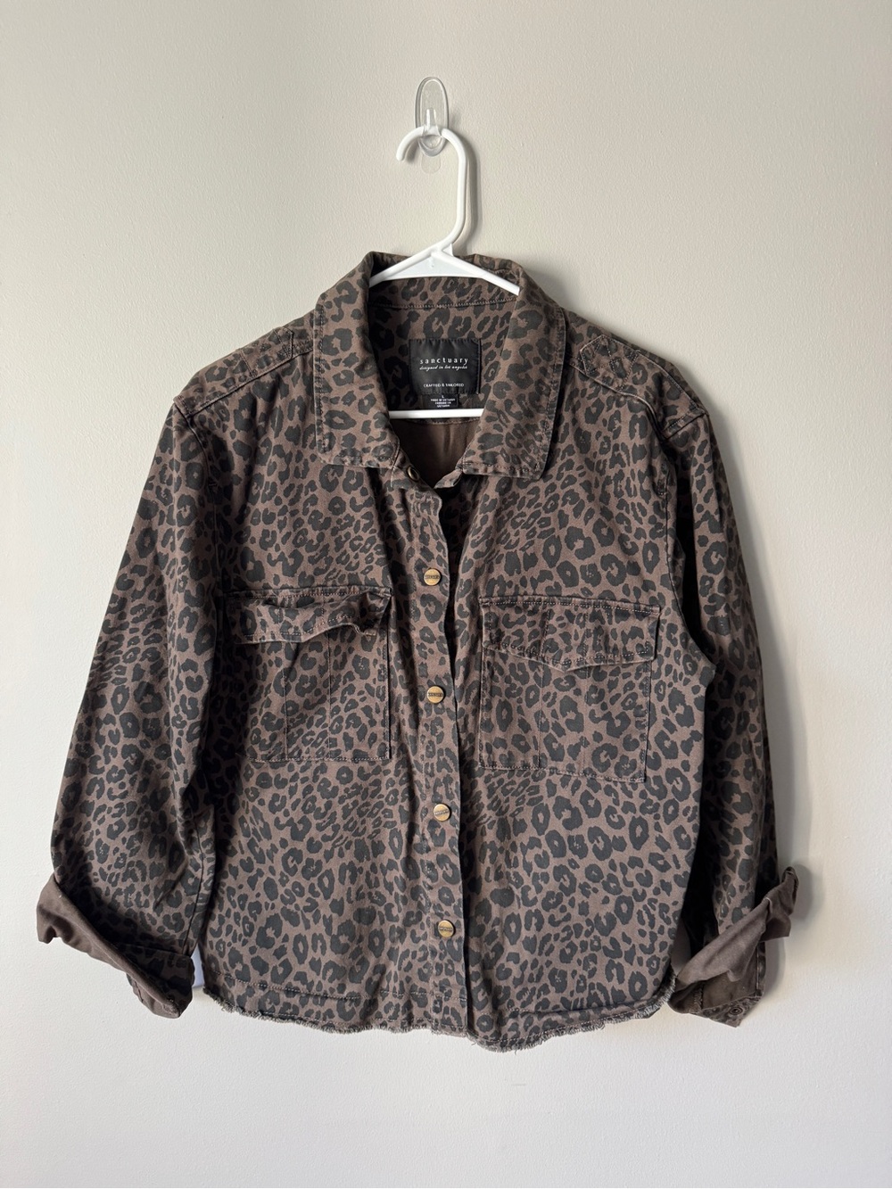 Sanctuary Leopard Print Button-Front Shacket - Brown